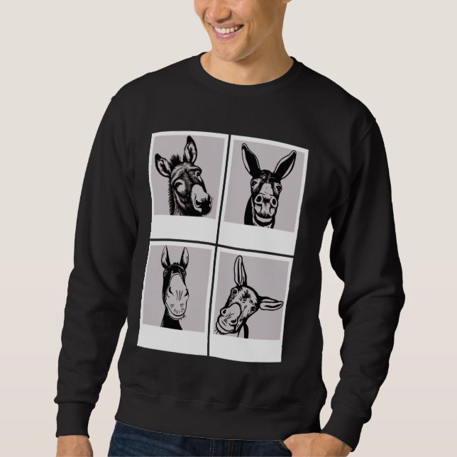 Curious Donkey Head Funny Donkey Face Art Sweatshirt (Front)