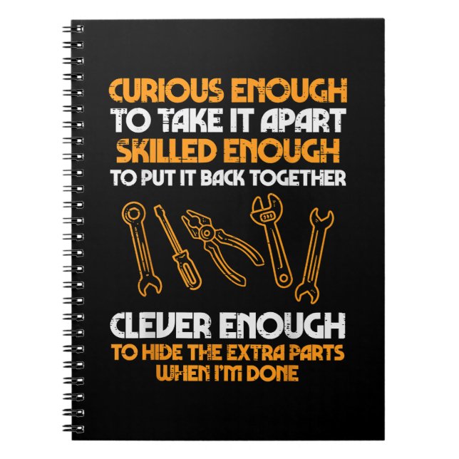 Curious Enough To Take It Apart Car Auto Garage Me Notebook (Front)