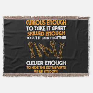 Curious Enough To Take It Apart Car Auto Garage Me Throw Blanket