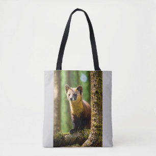 Curious Eyes – Animated Pine Marten Close-Up Tote Bag