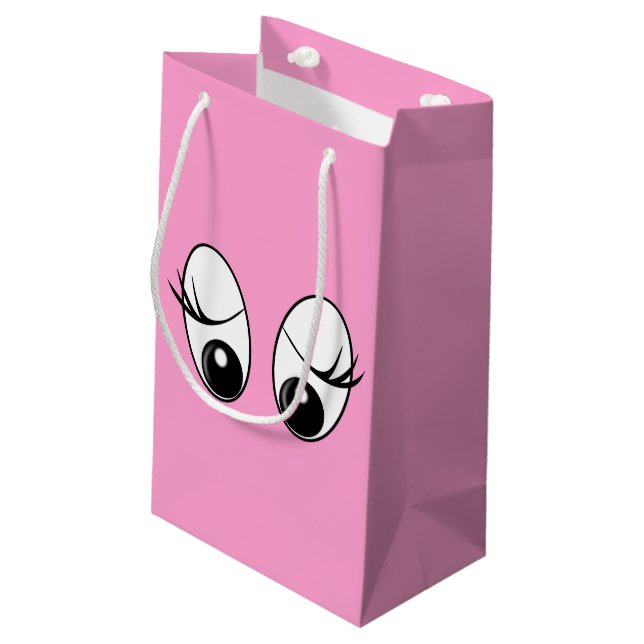 Curious Eyes Funny Pink Gift Bag - Customisable (Back Angled)