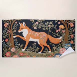 Curious Fox Faux Embroidery Elegant Floral Beach Towel