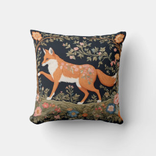 Curious Fox Faux Embroidery Elegant Floral Cushion