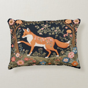 Curious Fox Faux Embroidery Elegant Floral Decorative Cushion