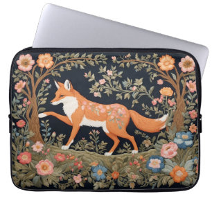 Curious Fox Faux Embroidery Elegant Floral Laptop Sleeve