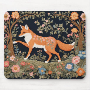 Curious Fox Faux Embroidery Elegant Floral Mouse Pad