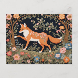 Curious Fox Faux Embroidery Elegant Floral Postcard