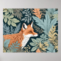 Curious Fox Fern Leaves William Morris Inspired