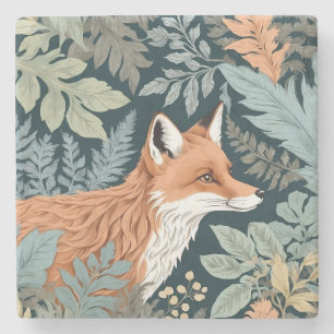 Curious Fox Fern Leaves William Morris Inspired Stone Coaster
