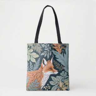 Curious Fox Fern Leaves William Morris Inspired Tote Bag