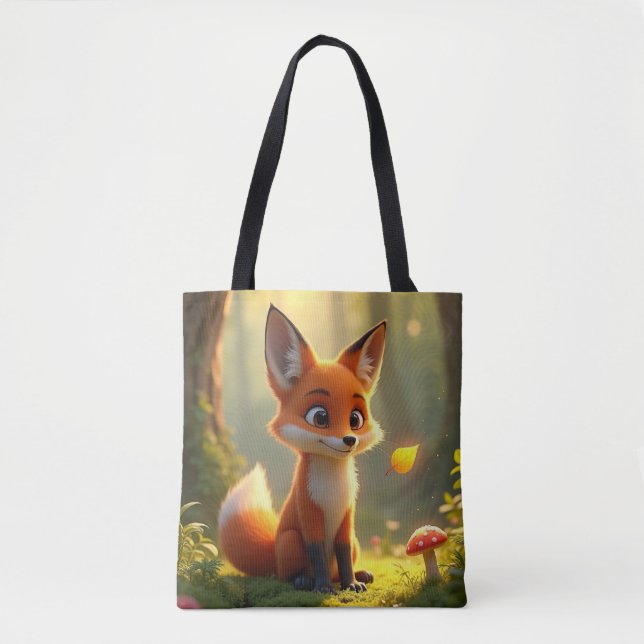 Curious Fox in the Enchanted Forest Tote Bag (Front)