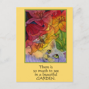 Curious Garden Cat Postcard