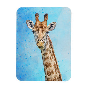 Curious Giraffe with Blue Confetti Sky Magnet