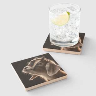 Curious Goatling Stone Coaster