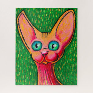 Curious Hairless Cat in Oil Painting Jigsaw Puzzle