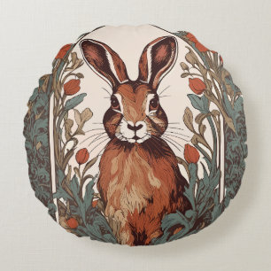 Curious Hare William Morris Inspired Floral Round Cushion
