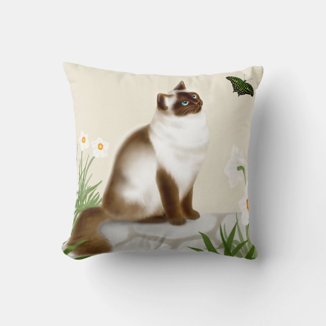 Curious Himalayan Kitty Pillow (Front)