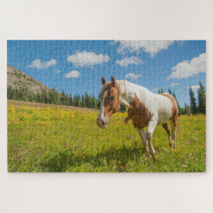 Curious Horse in an Alpine Meadow in Summer Jigsaw Puzzle
