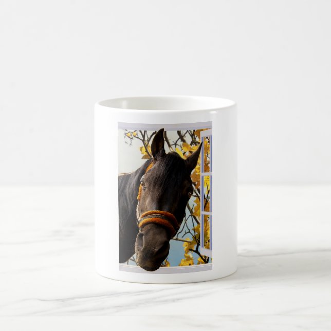 Curious Horse Looking Through The Kitchen Window Coffee Mug (Center)