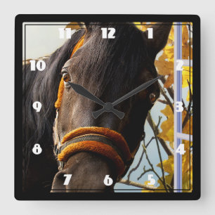 Curious Horse Looking Through The Kitchen Window Square Wall Clock