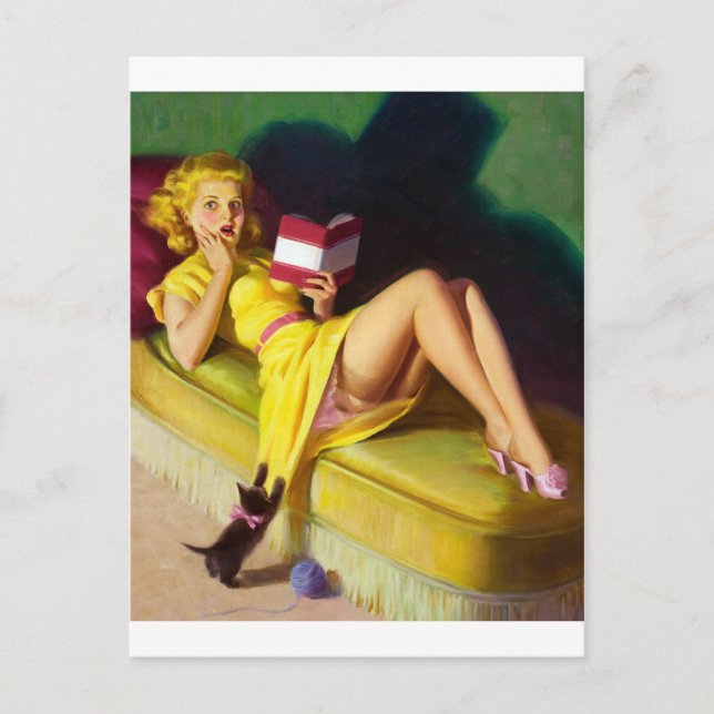 Curious Kitten Pin Up Postcard (Front)