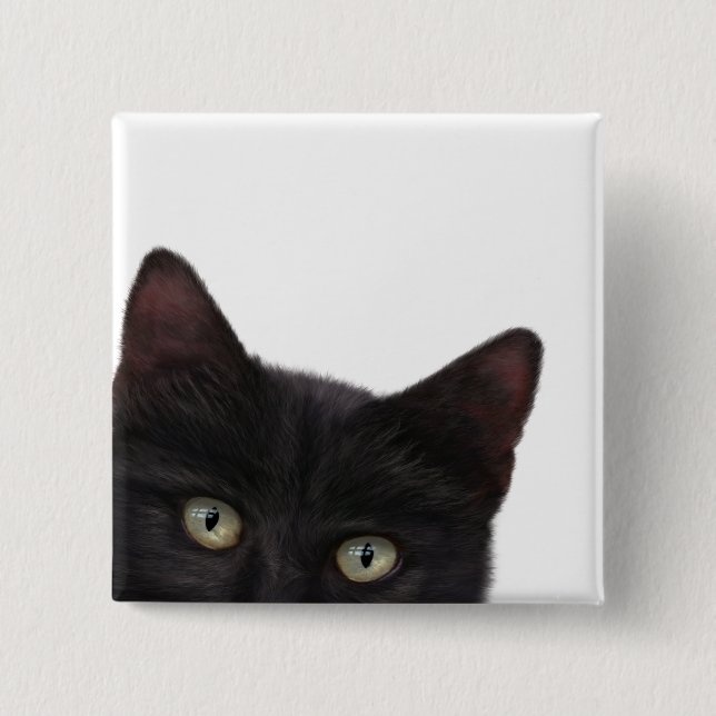 Curious Kitty Digital Painting 15 Cm Square Badge (Front)