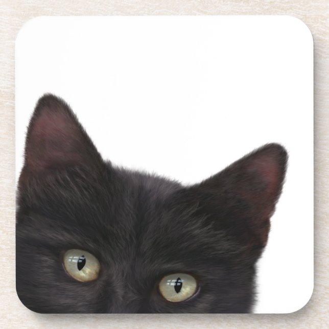Curious Kitty Digital Painting Coaster (Front)