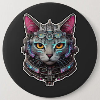 Curious Kitty in a Cyber Helmet 6 Cm Round Badge