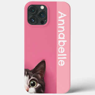 Curious Kitty Pink Personalise iPhone 13 Pro Max Case