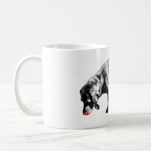 Curious Labrador Sniffing Red Tongue Ink Art Mug