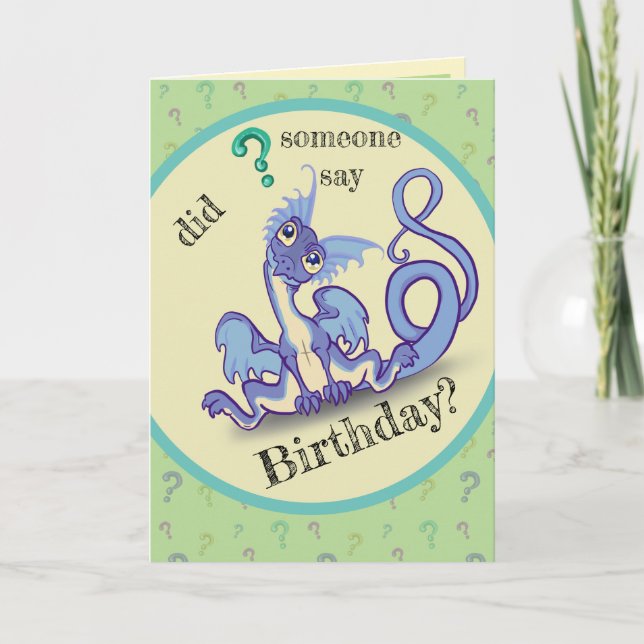 Curious lil Dragon Birthday Card (Front)
