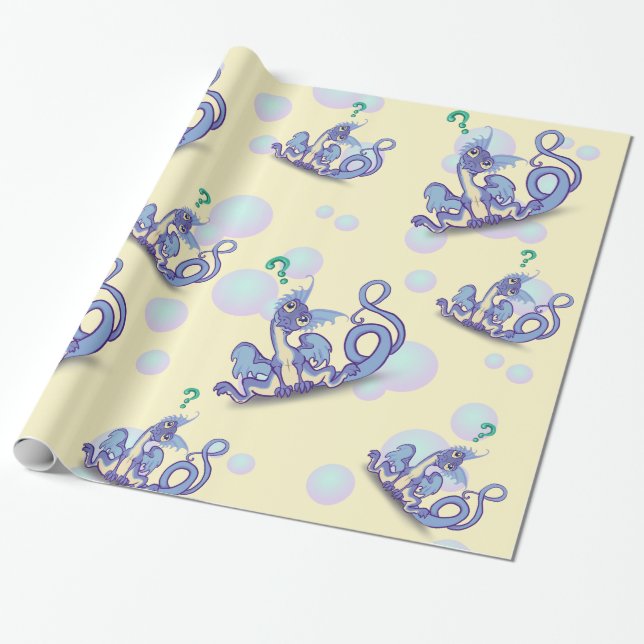 Curious Little Dragon Wrapping Paper (Unrolled)