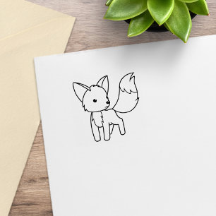 Curious Little Fox 1x1 Rubber Stamp