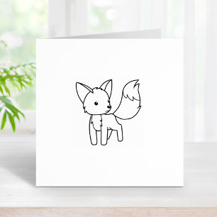 Curious Little Fox 1x1 Rubber Stamp