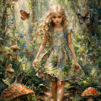 Curious Little Girl in a Whimsical Scene Tissue Paper