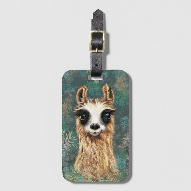 Curious Llama Luggage Tag - Fun (Front Vertical)
