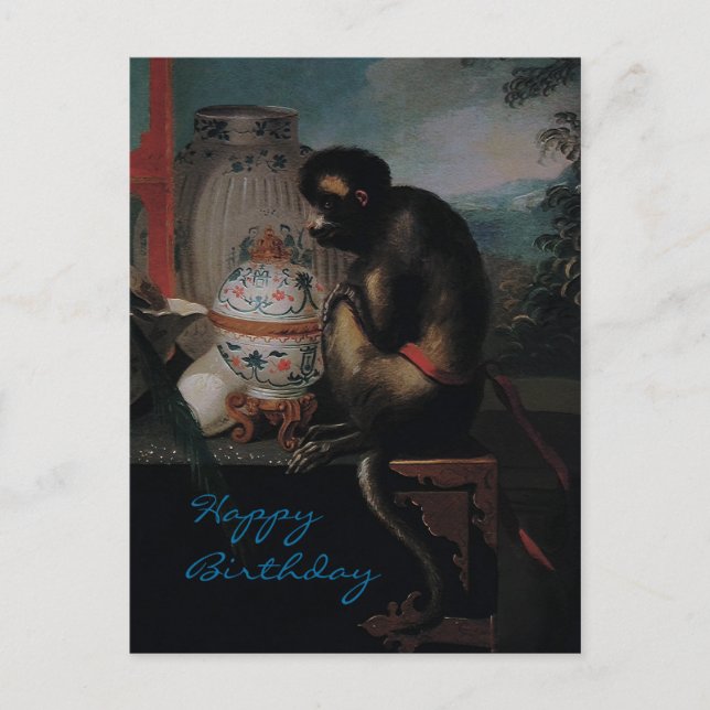 Curious Monkey ~ Postcard / Happy Birthday (Front)
