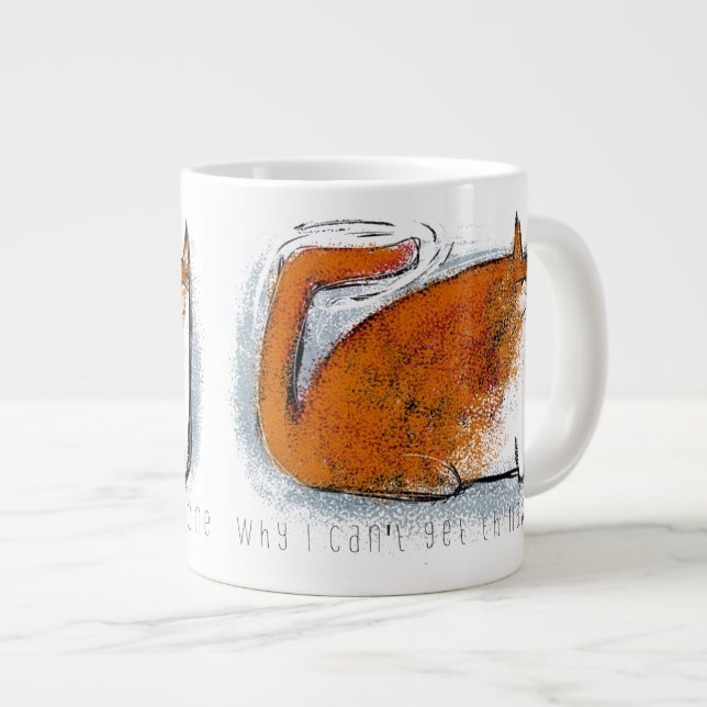 Curious orange cat with wiggly tail large coffee mug (Front Right)