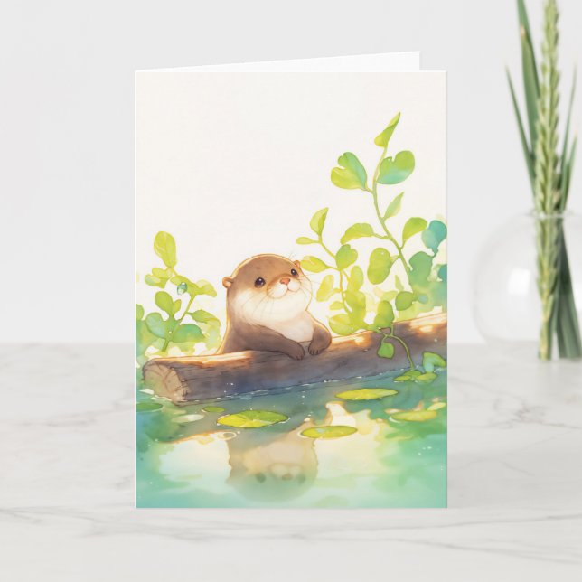 Curious Otter by the Water Card (Front)