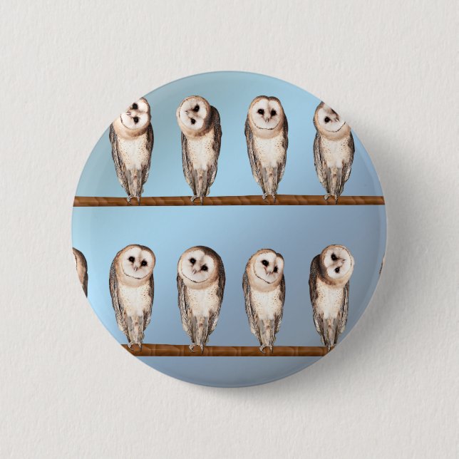Curious owls 6 cm round badge (Front)