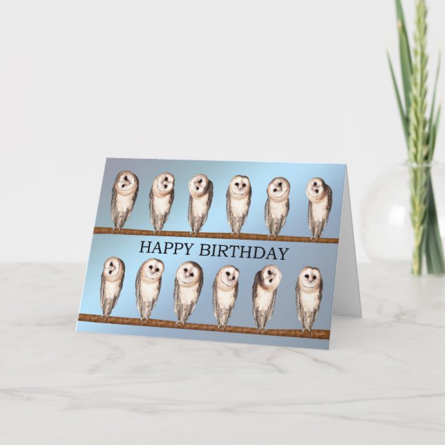 Curious owls birthday card. card (Front)