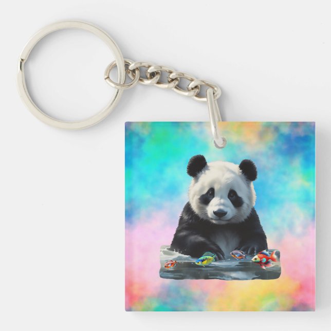 Curious Panda Acrylic Keychain (Front)