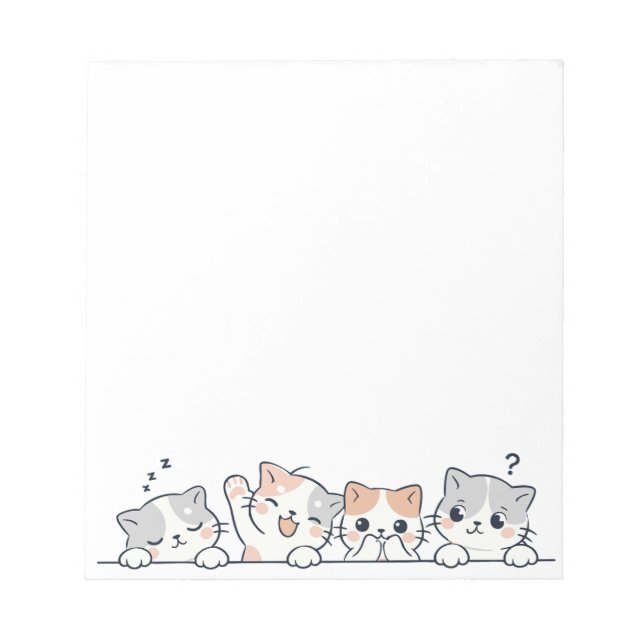 Curious Paws - Cute Cats Friends Peeking Notepad (Front)