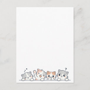 Curious Paws - Cute Cats Friends Peeking Postcard