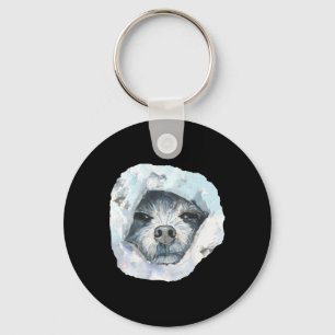 Curious Peek - Original Watercolor Sticker  Key Ring