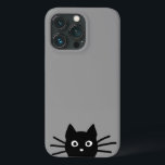 Curious Peeking Black Kitty Cat Cool Cat Lover's  iPhone 13 Pro Case<br><div class="desc">Curious Peeking Black Cat Phone Case. A funny iPhone case for cat lovers,  available in various colours. This fun cell phone case can be personalised with your text. Visit Jenn’s Doodle World for even more feline phone accessories and cool kitty gifts.</div>