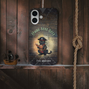 Curious pirate cat deciphers ancient mysteries iPhone 16 case