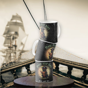 Curious pirate cat deciphers ancient mysteries coffee mug