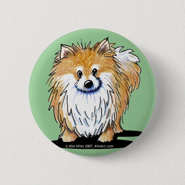 Curious Pomeranian 6 Cm Round Badge (Front)