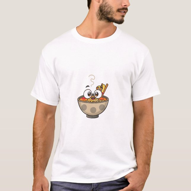 Curious Ramen Bowl Fun T-Shirt (Front)
